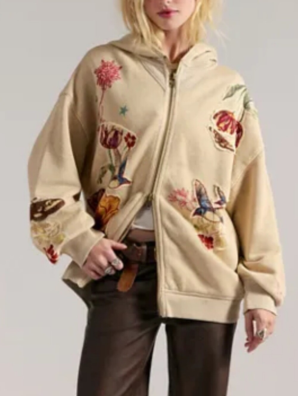 Free People We The Free Zipper Front Hoodie. Sweatshirt. Oversized Cardigan
